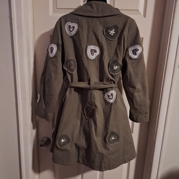 Dark green with heart print coat - Picture 4 of 4